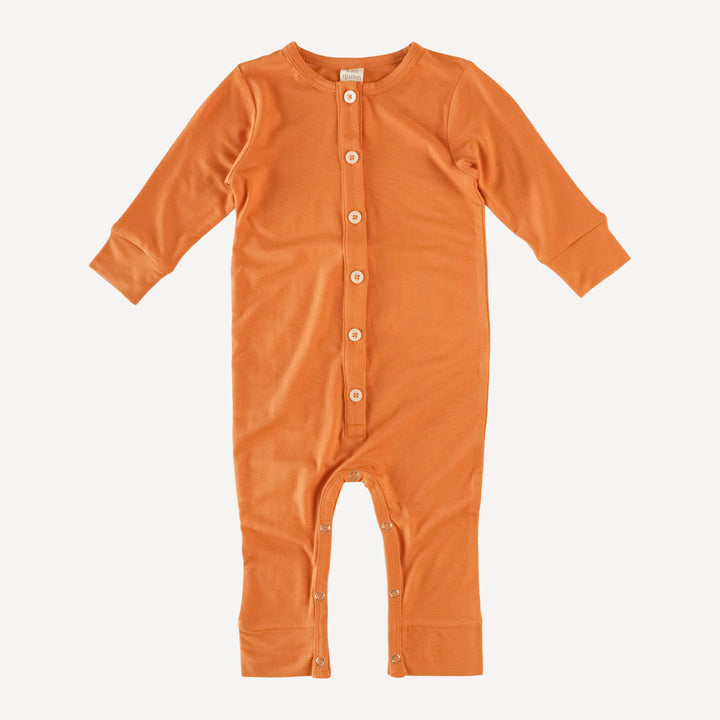 long sleeve button sport jumpsuit | sunset orange | lenzing modal