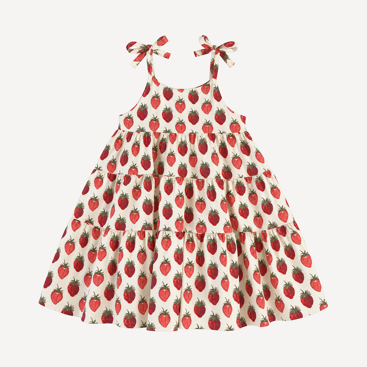 PREORDER spaghetti tie prairie dress | strawberry | modal