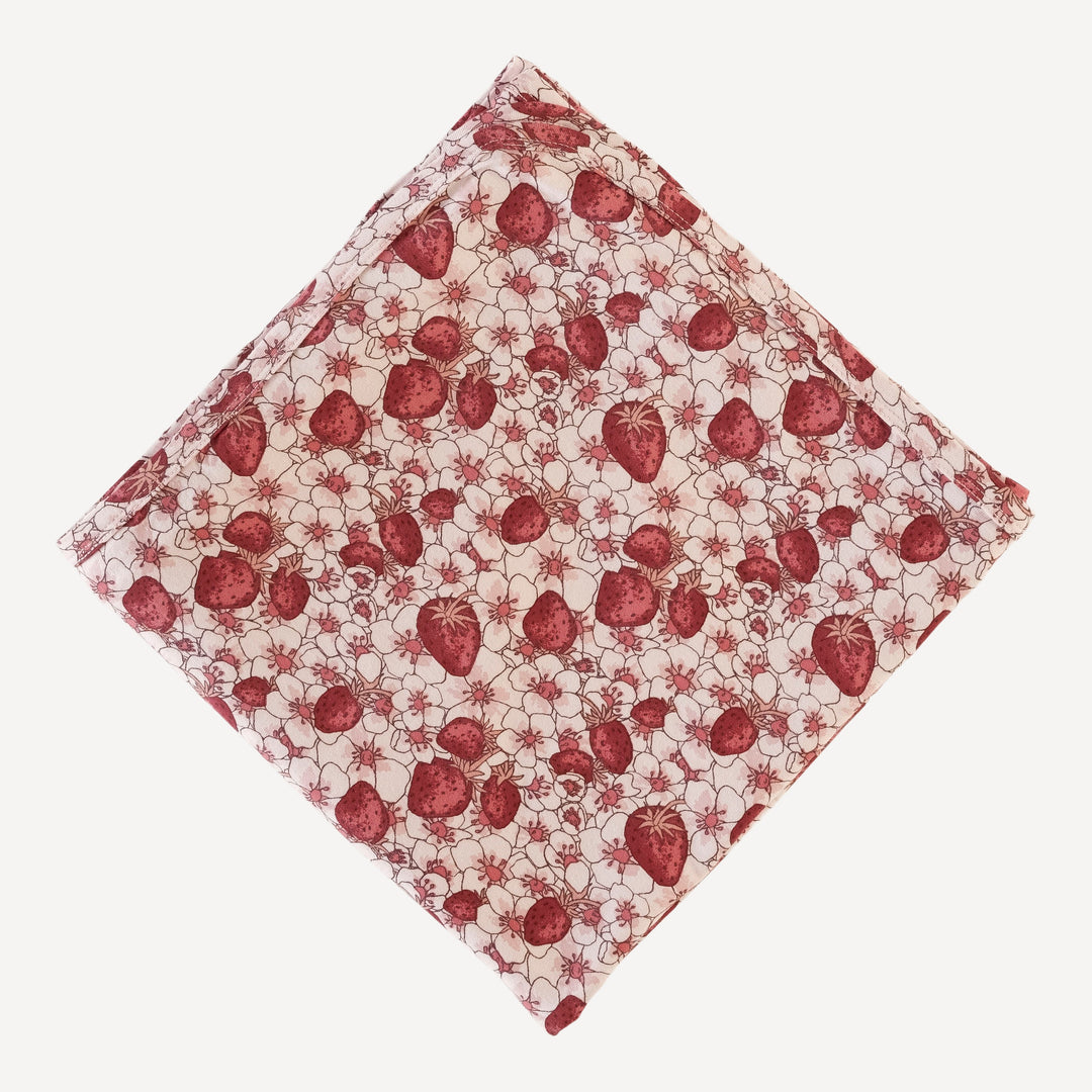 classic single layer blanket | pink strawberry floral | bamboo