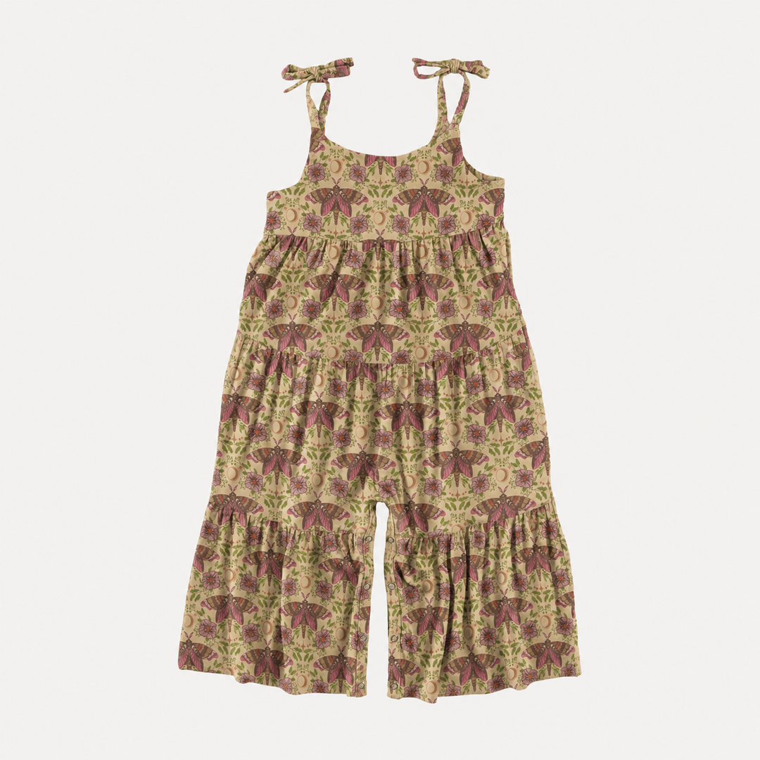 PREORDER spaghetti tie gaucho jumpsuit | butterfly night | organic cotton interlock