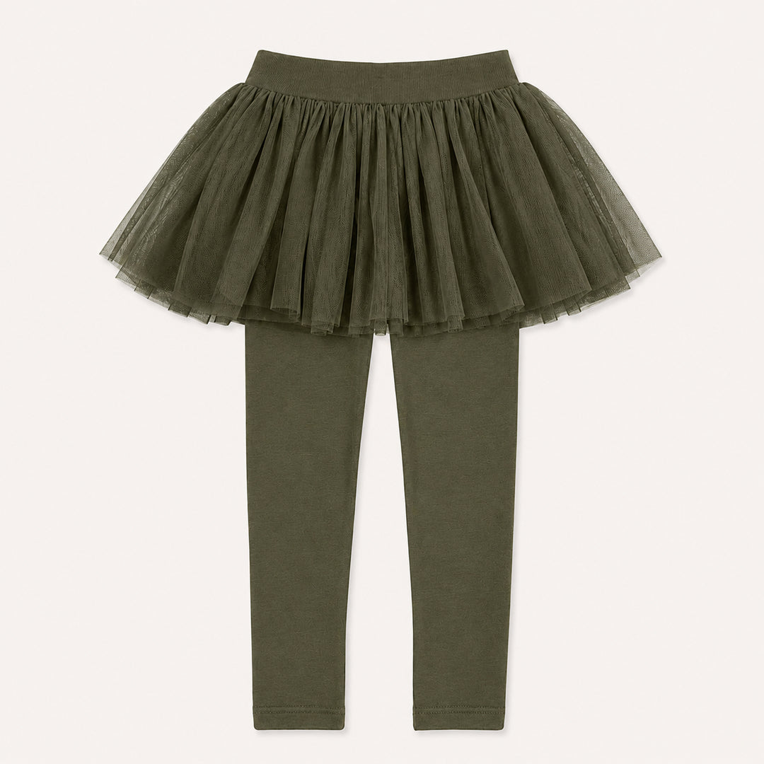 PREORDER tulle legging | bronze green | organic cotton interlock