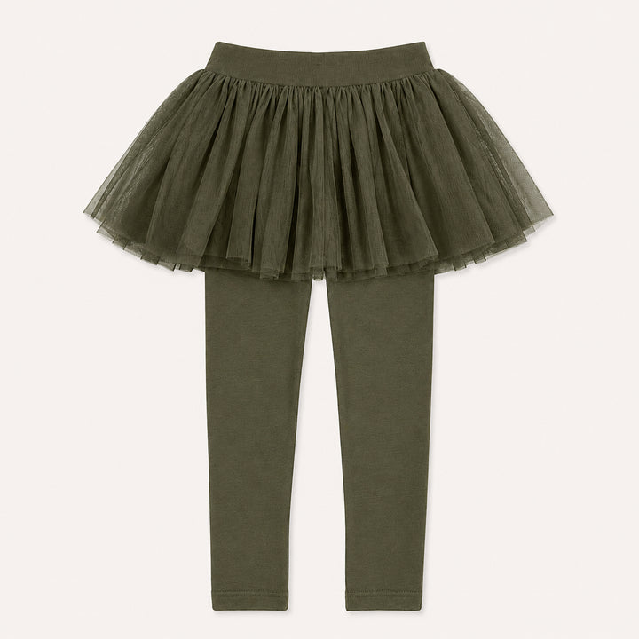 PREORDER tulle legging | bronze green | organic cotton interlock