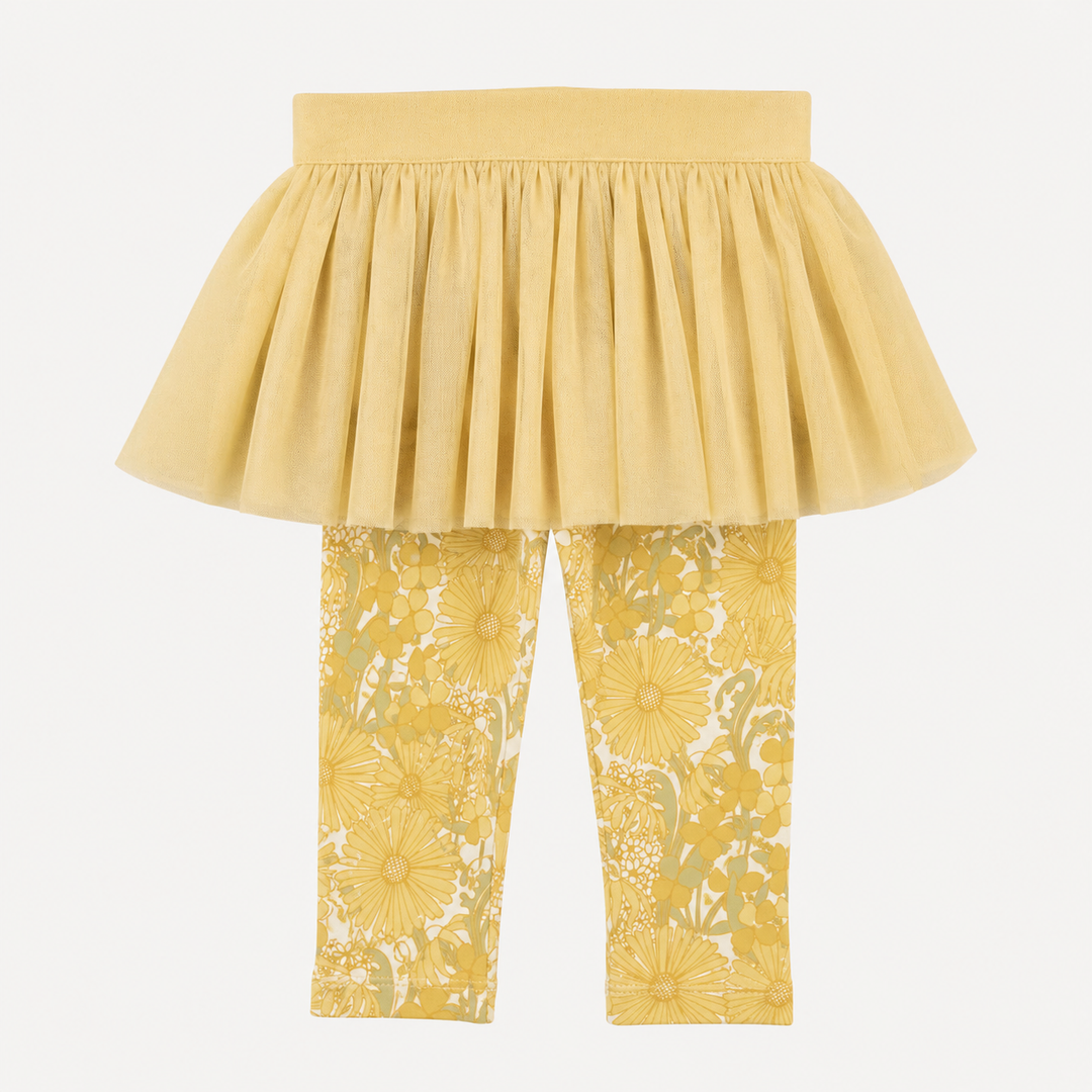PREORDER tulle legging | 70s daisy | organic cotton interlock