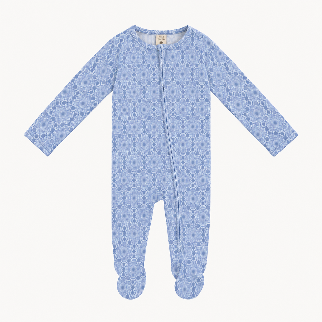 PREORDER long sleeve two way zipper footie | nairobi lace | modal