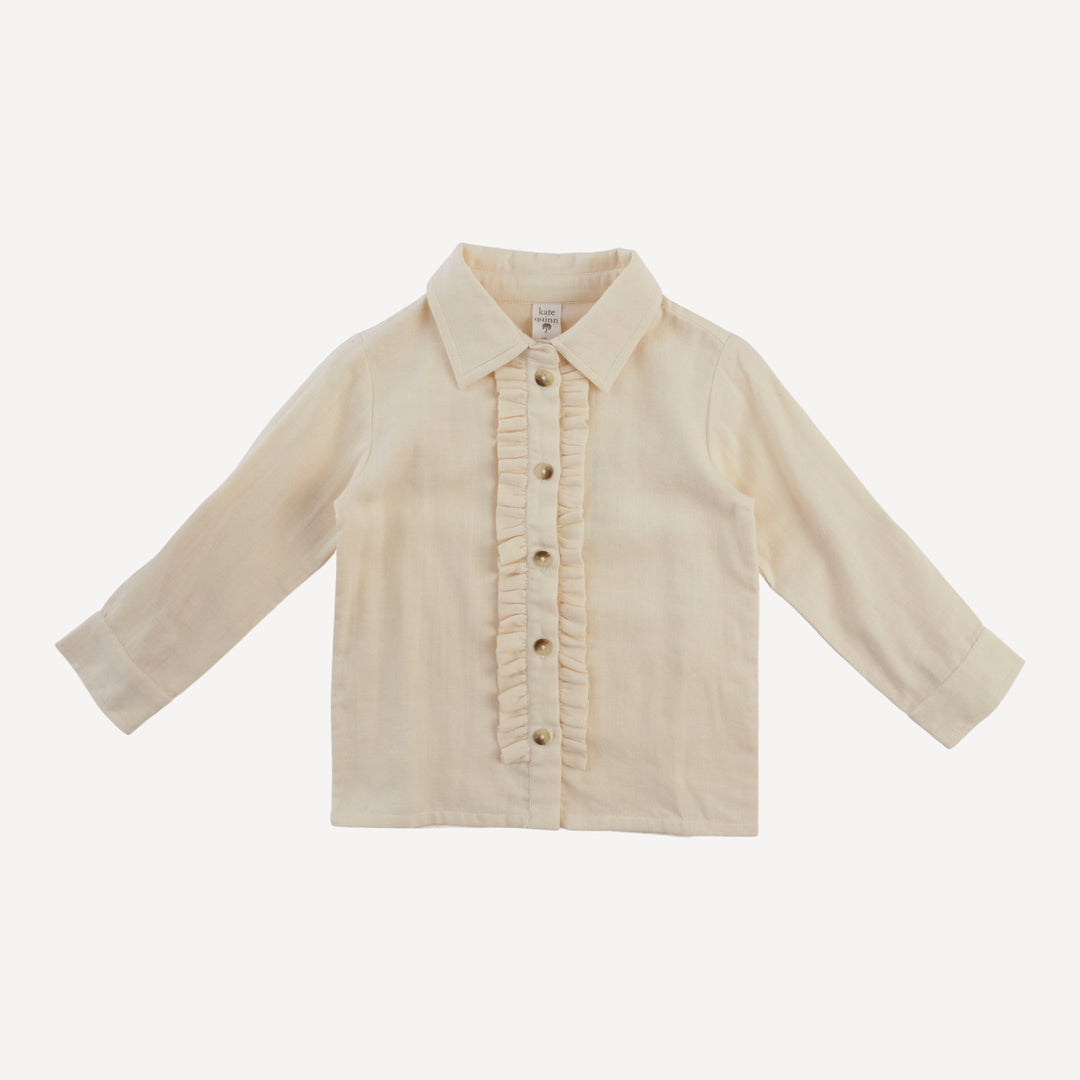 long sleeve rolled tuxedo shirt | vanilla | organic cotton gauze