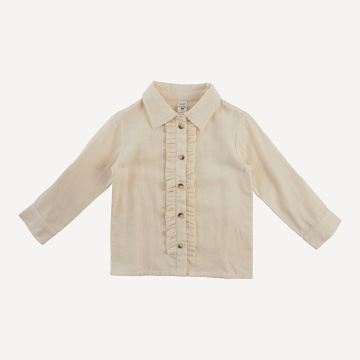long sleeve rolled tuxedo shirt | vanilla | organic cotton gauze