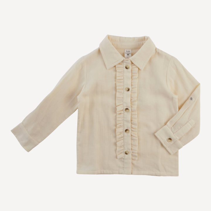 long sleeve rolled tuxedo shirt | vanilla | organic cotton gauze