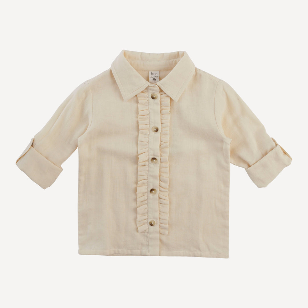 long sleeve rolled tuxedo shirt | vanilla | organic cotton gauze
