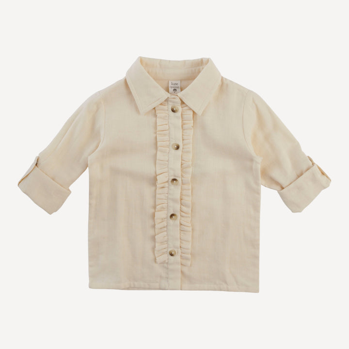long sleeve rolled tuxedo shirt | vanilla | organic cotton gauze