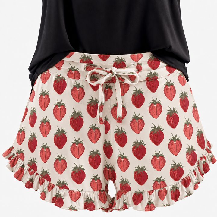 PREORDER womens ruffle short | strawberry | modal