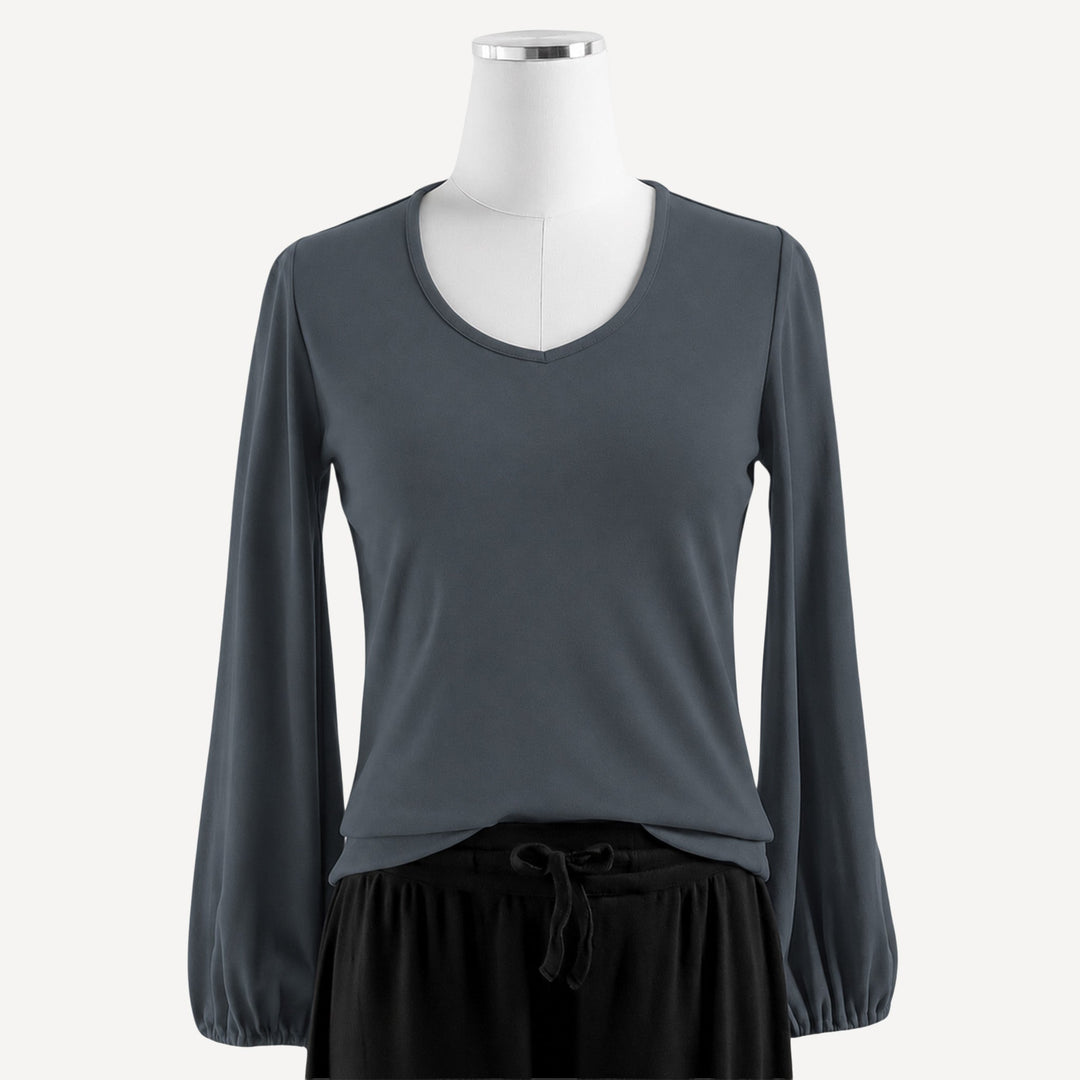 PREORDER womens balloon sleeve top | slate blue | bamboo