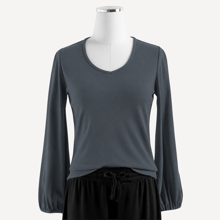 PREORDER womens balloon sleeve top | slate blue | bamboo