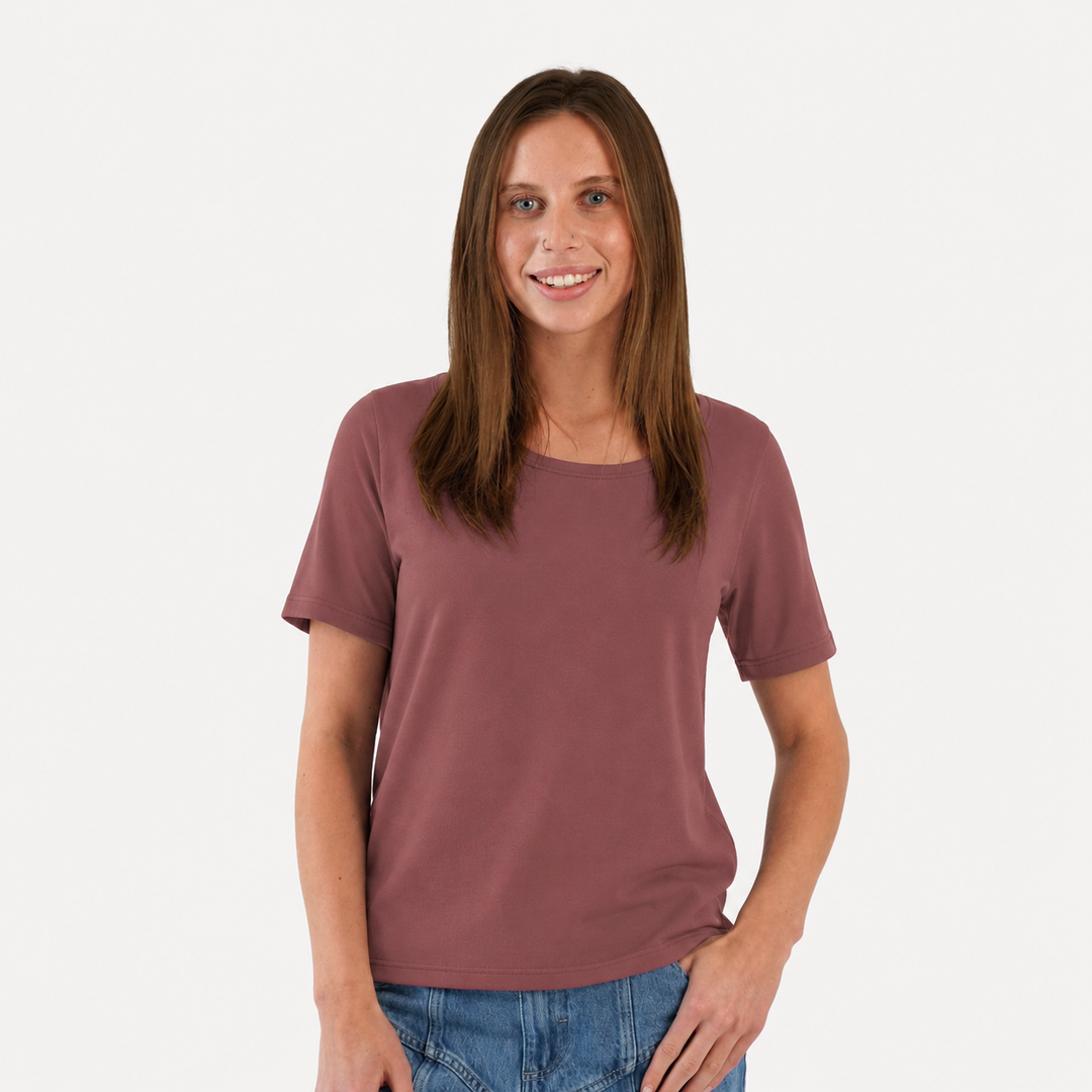 PREORDER womens short sleeve boxy tee | apple butter | organic cotton interlock