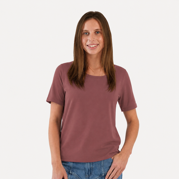 PREORDER womens short sleeve boxy tee | apple butter | organic cotton interlock