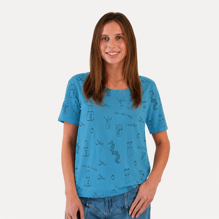 PREORDER womens short sleeve boxy tee | blue chemistry | organic cotton interlock