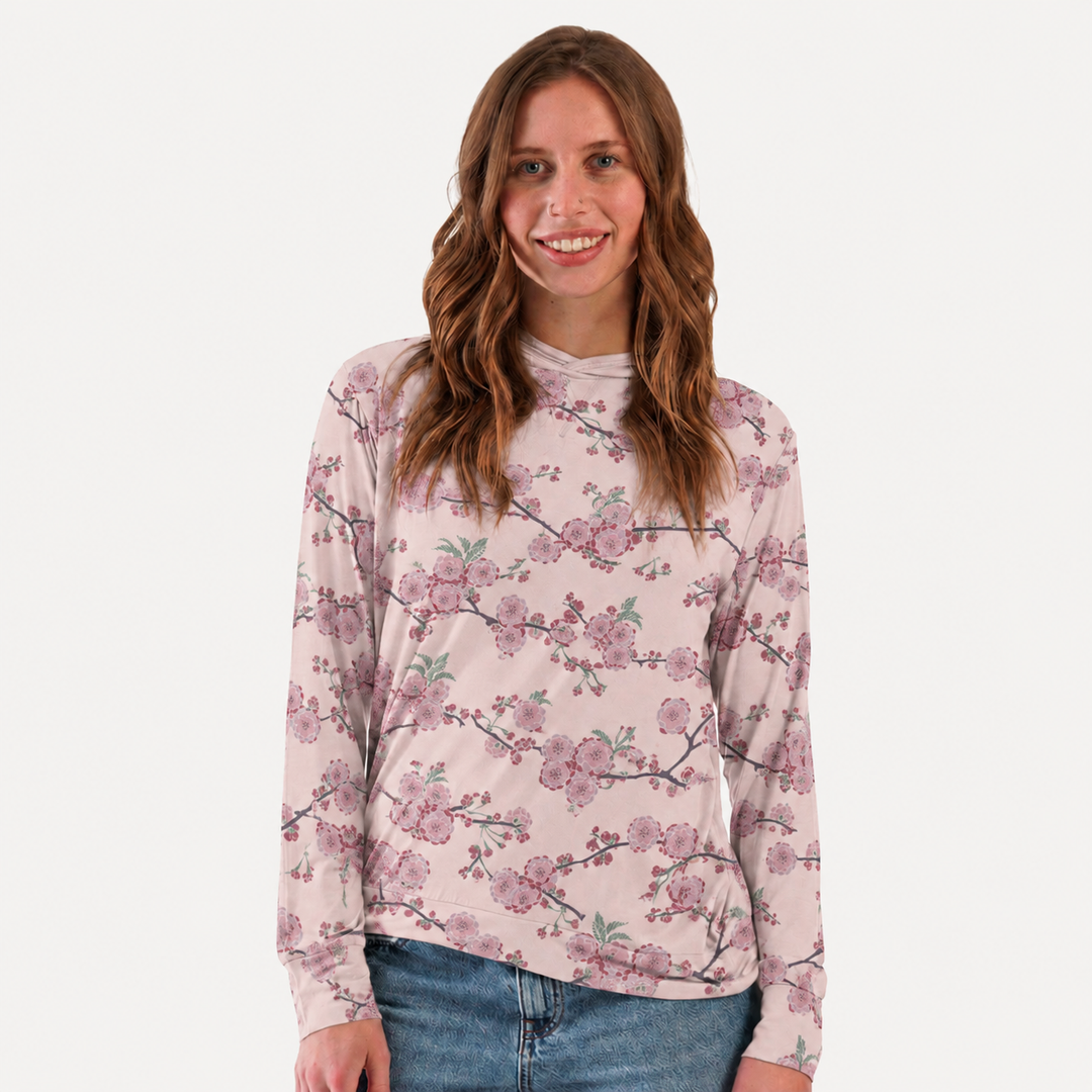 PREORDER womens hoodie | cherry blossom | organic cotton interlock
