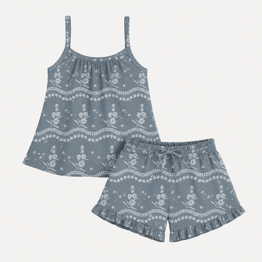 PREORDER womens lively set | storm floral lace | organic cotton interlock
