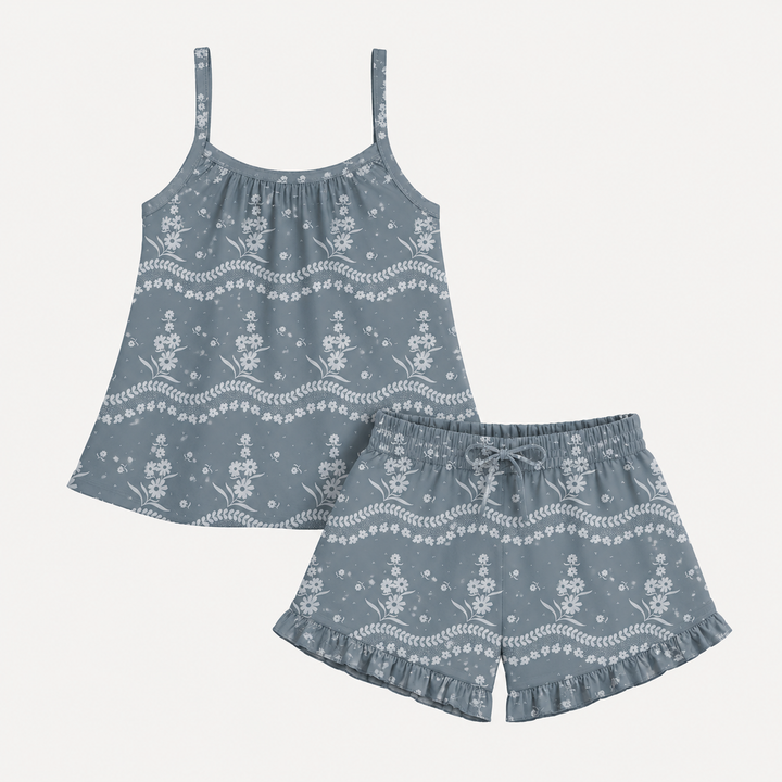 PREORDER womens lively set | storm floral lace | organic cotton interlock