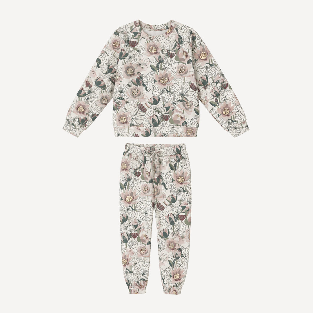 PREORDER womens long sleeve boxy topstitch sweatshirt  + relaxed jogger set | lotus | bamboo