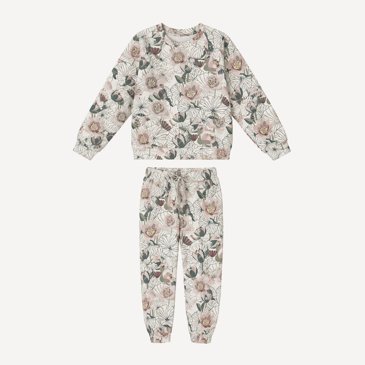 PREORDER womens long sleeve boxy topstitch sweatshirt  + relaxed jogger set | lotus | bamboo