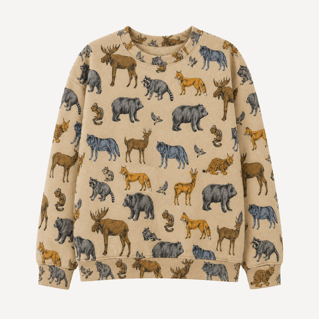 PREORDER womens oversized sweatshirt | forest animals | organic cotton interlock