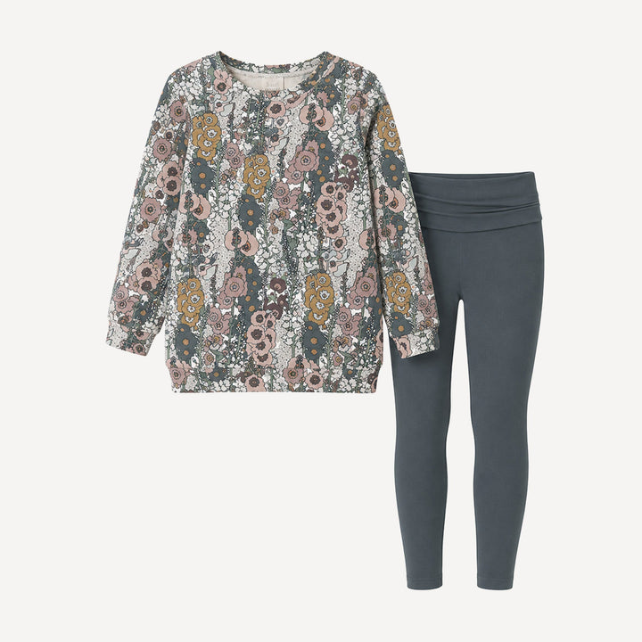 PREORDER womens oversized sweatshirt + rolled legging set | hollyhock | bamboo