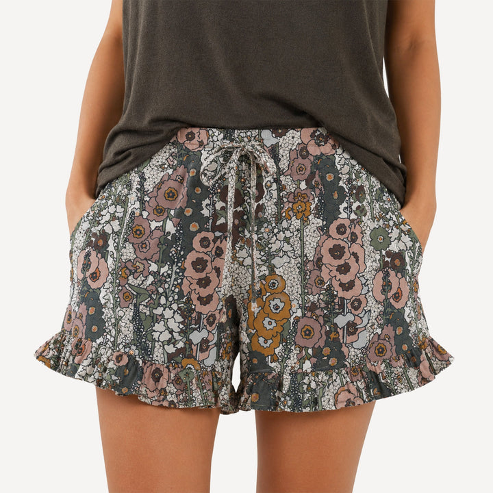 PREORDER womens ruffle short | hollyhock | bamboo