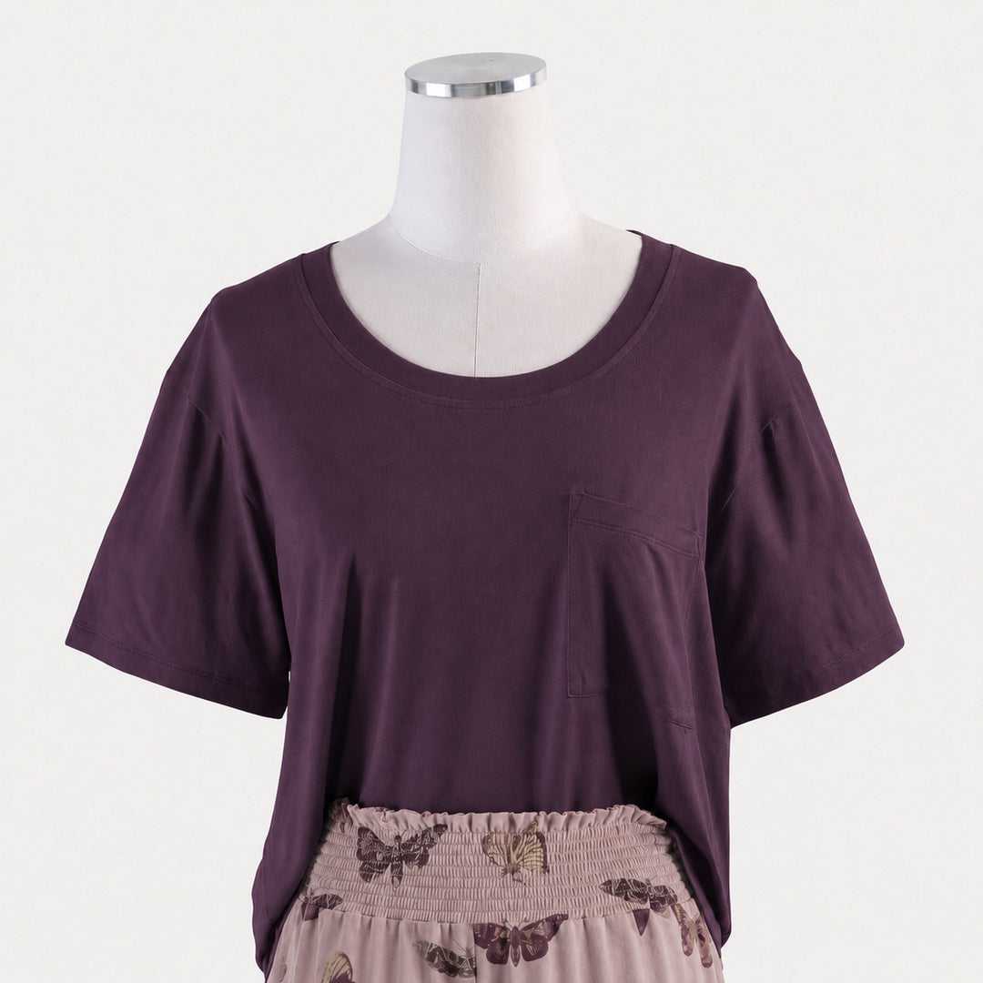 PREORDER womens scoop neck tee | deep purple | organic cotton interlock