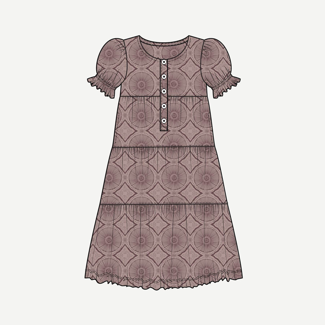 PREORDER womens short puff sleeve prairie dress | doe batik | modal