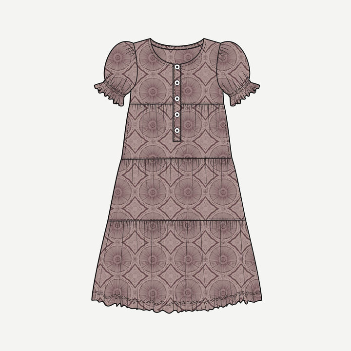PREORDER womens short puff sleeve prairie dress | doe batik | modal