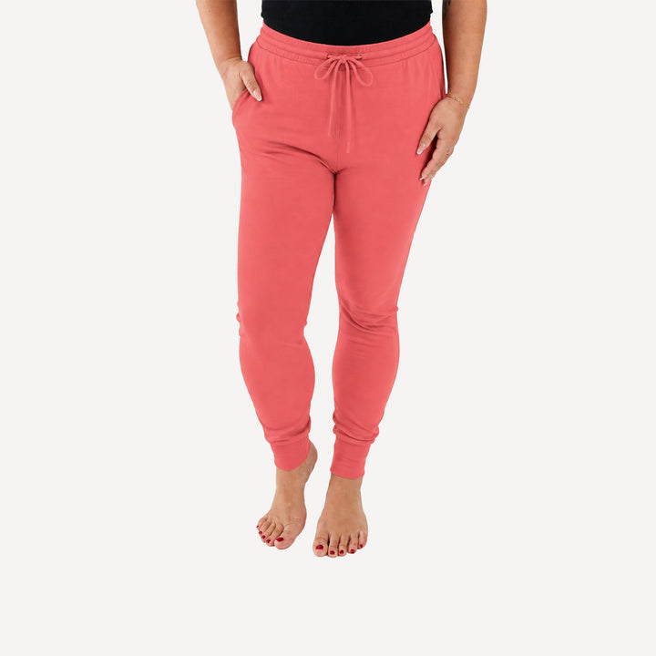 PREORDER womens skinny jogger | pink coral | bamboo