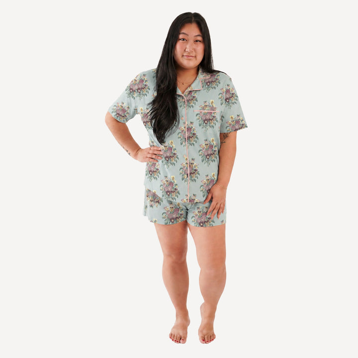 PREORDER womens short sleeve pj set | pansy | bamboo