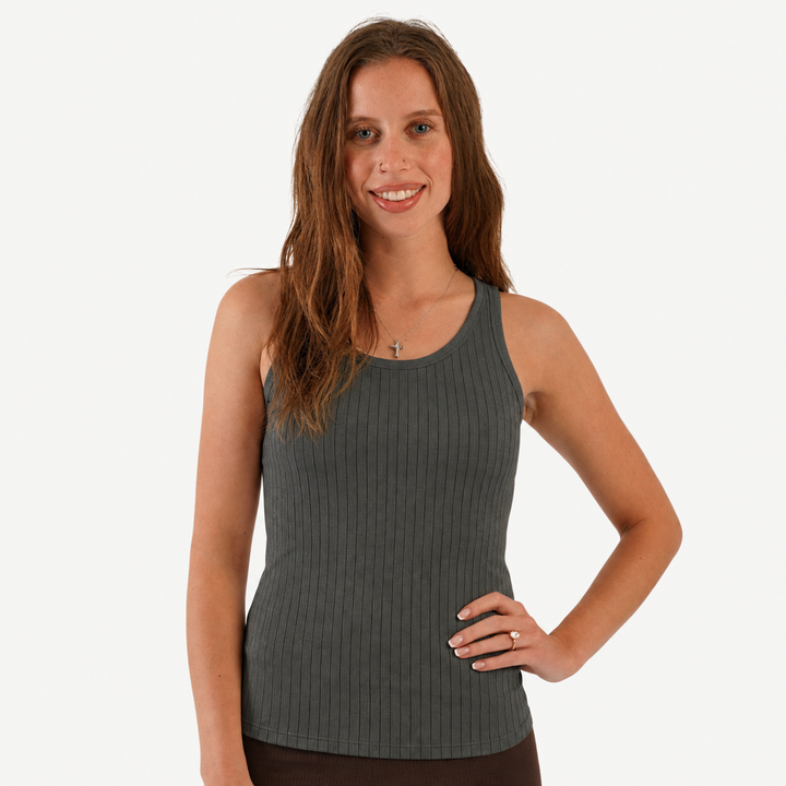 PREORDER womens tank | beluga | woods rib