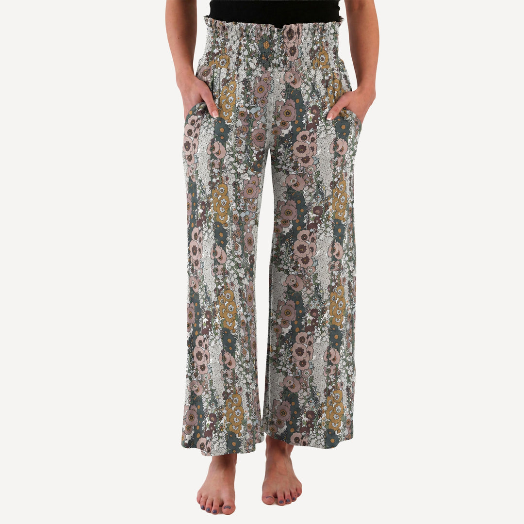 PREORDER womens smocked gaucho pant | hollyhock | bamboo