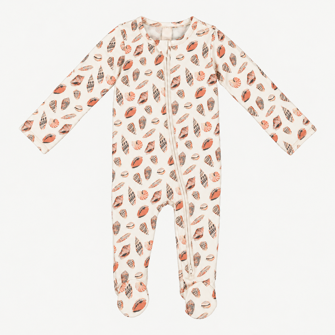 PREORDER long sleeve two way zipper footie | seashell | modal
