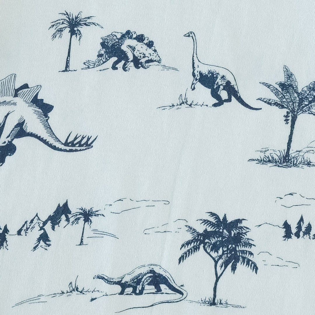 short sleeve crew neck shortie pj set | blue dinosaur landscape | organic cotton interlock