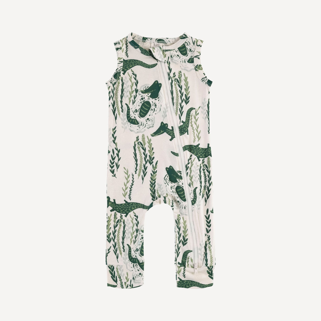 sleeveless zipper jumpsuit | crocodile | bamboo