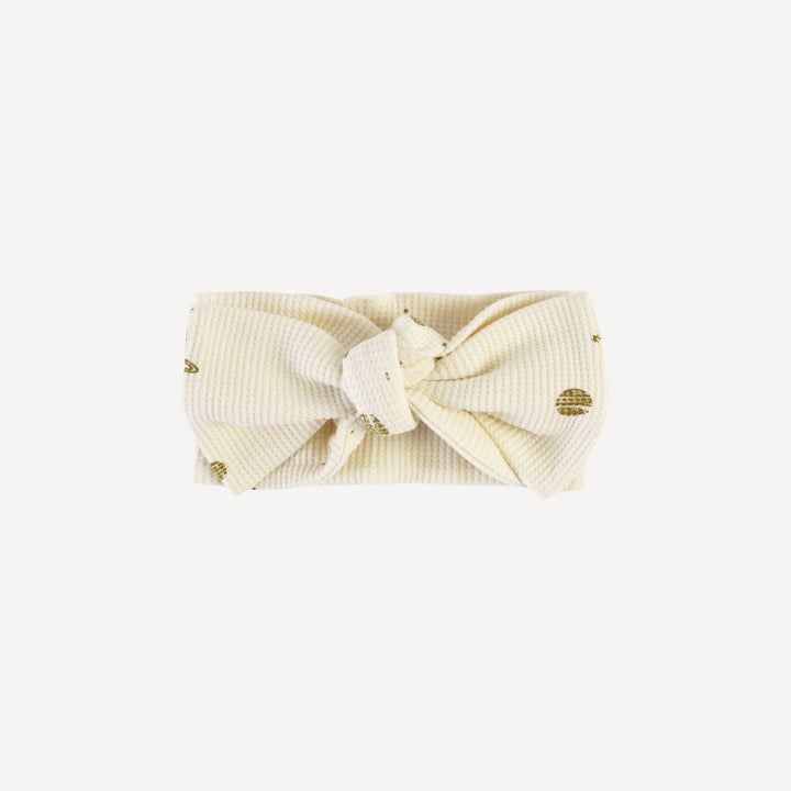 large bow headband | golden planets | organic cotton thermal