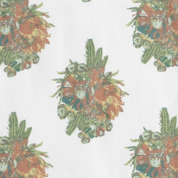 womens long sleeve button henley | fall cactus floral | organic cotton interlock