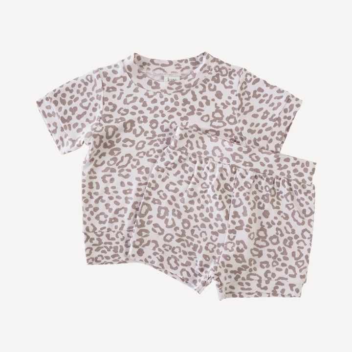 retro shortie short + top set | fawn leopard print | bamboo