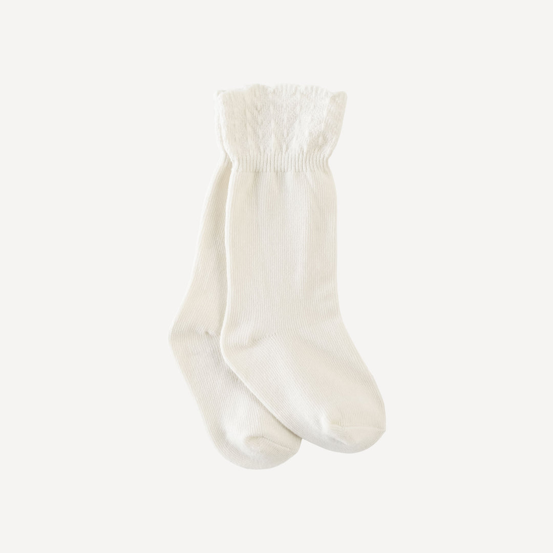 ruffle knee socks | coconut | organic cotton rib