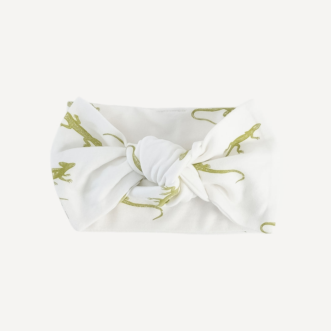 stretchy bow headband | lime lizard | bamboo