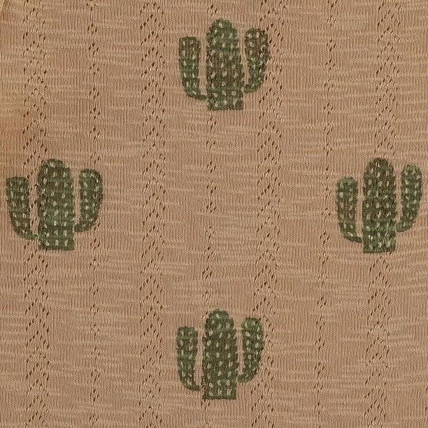 stretchy knot top headband | tiny green cactus | organic cotton pointelle