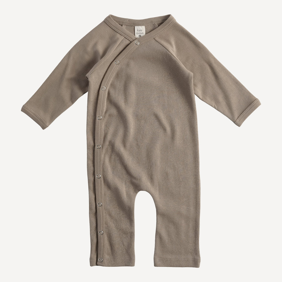 long sleeve wrap jumpsuit | portabella | organic cotton