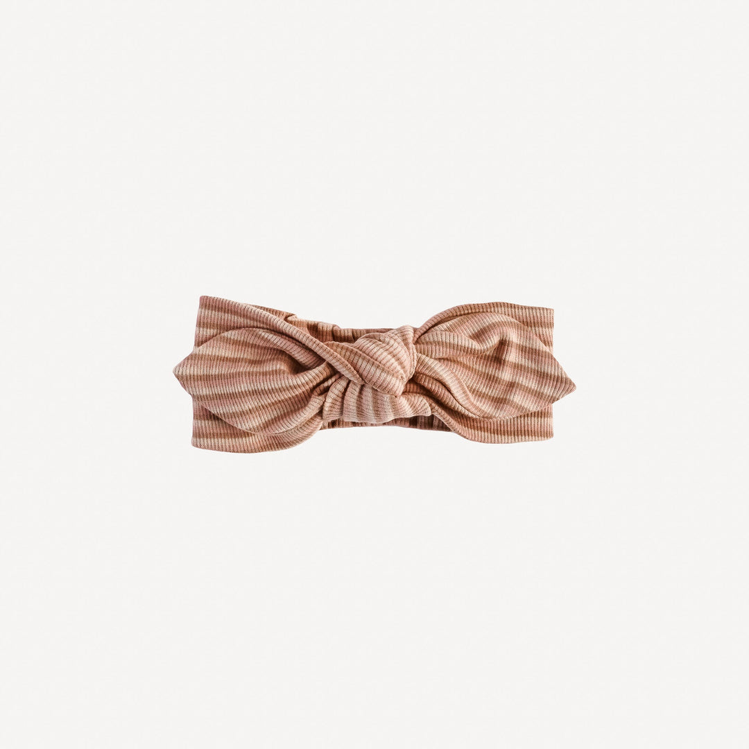 stretchy knot top headband | hazelnut tri-stripe | organic cotton skinny rib