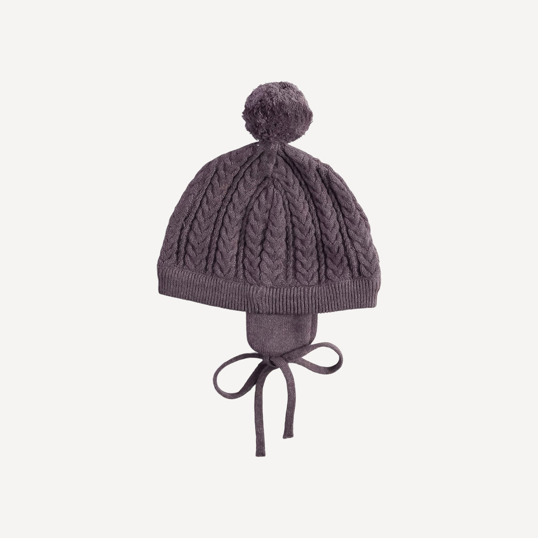 AS IS! ear flap sweater beanie | arctic dusk | organic cotton/silk cable knit