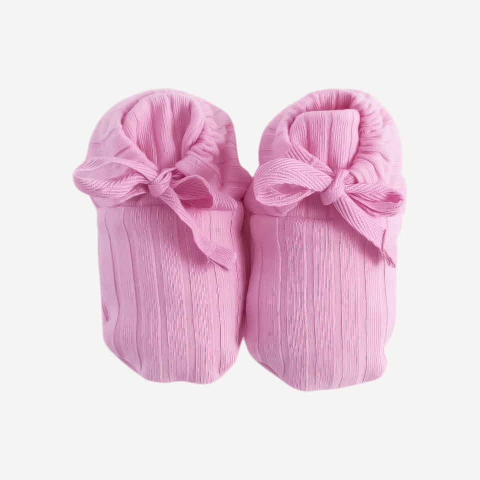 tie booties | bonbon | organic cotton wide rib