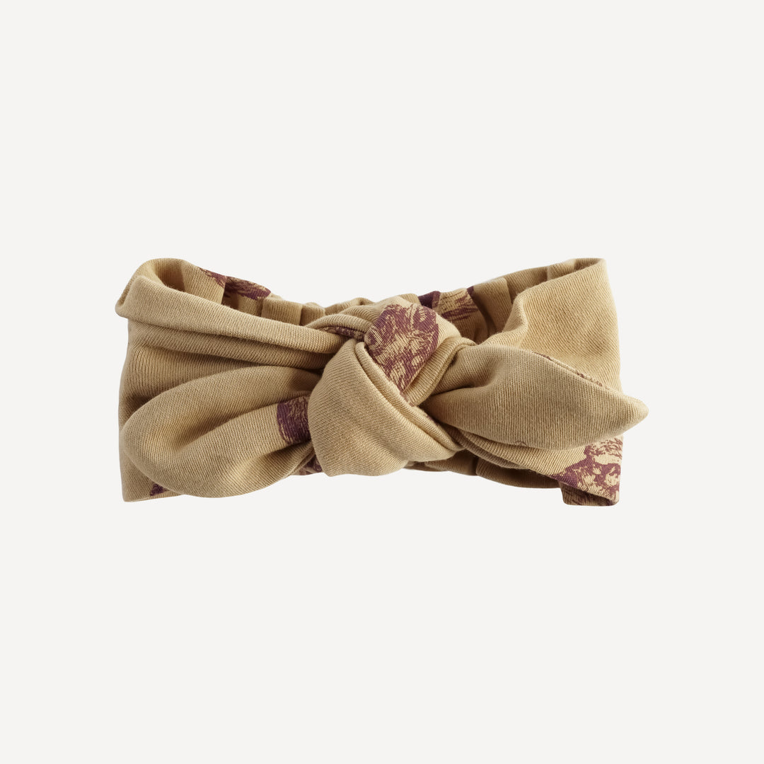 elastic knot top headband | clove sleeping fox | organic cotton interlock