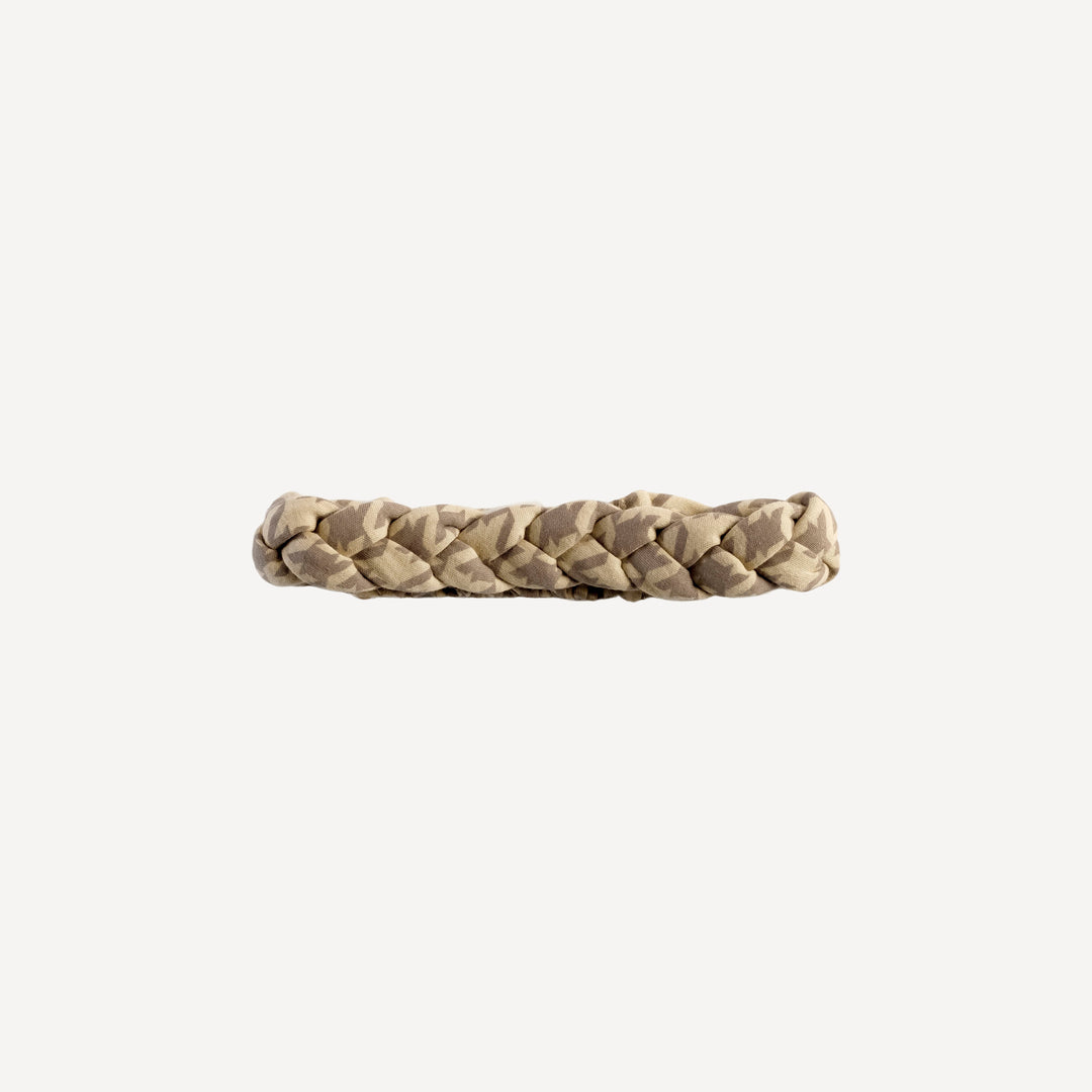 stretchy braided headband | mocha houndstooth | organic cotton interlock