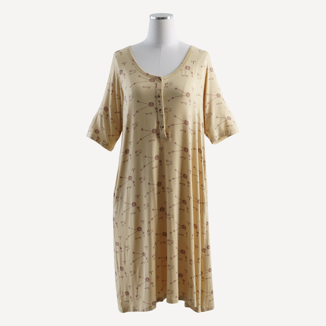 womens henley lounge dress | aries | bamboo